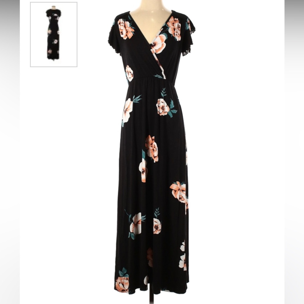 Never Worn, Black Floral Maxi Dress, Perfect Condition, Size Small